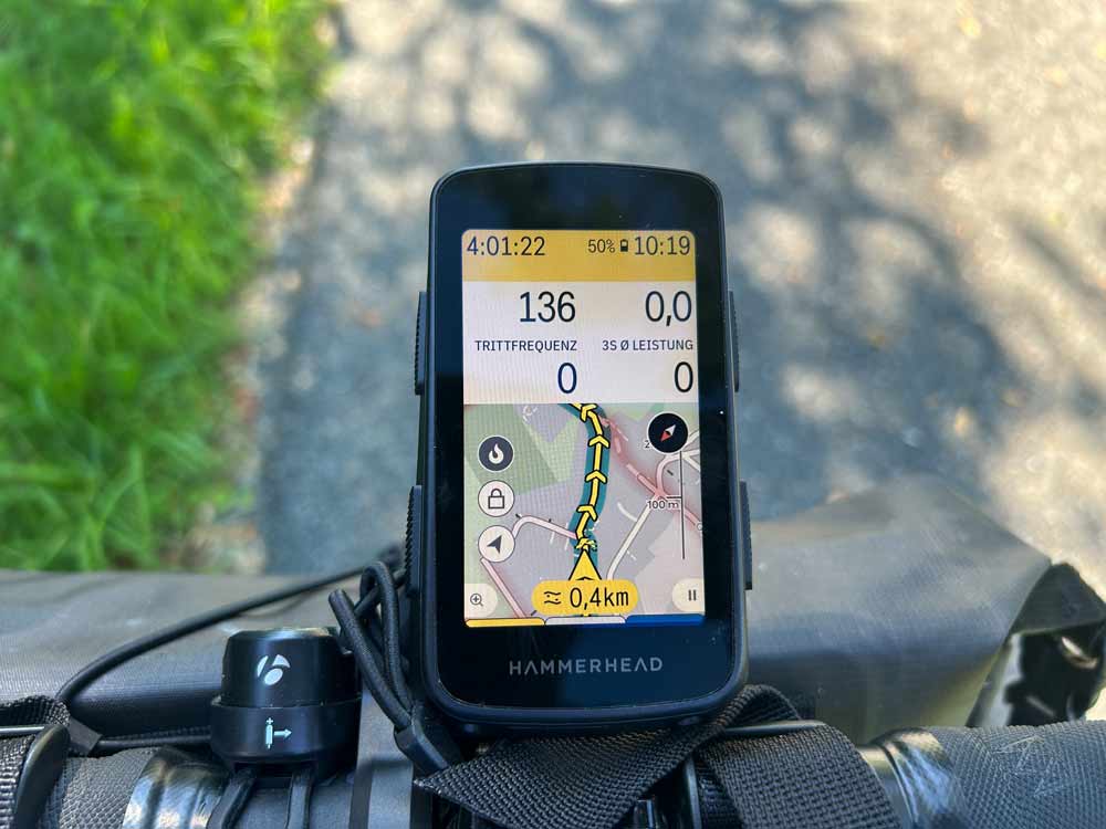 Hammerhead Karoo 2 - End of Life - Updates nur noch bis 01/2026 1 Karoo 3 Test - Karte mit bestens erkennbarer Position und Route