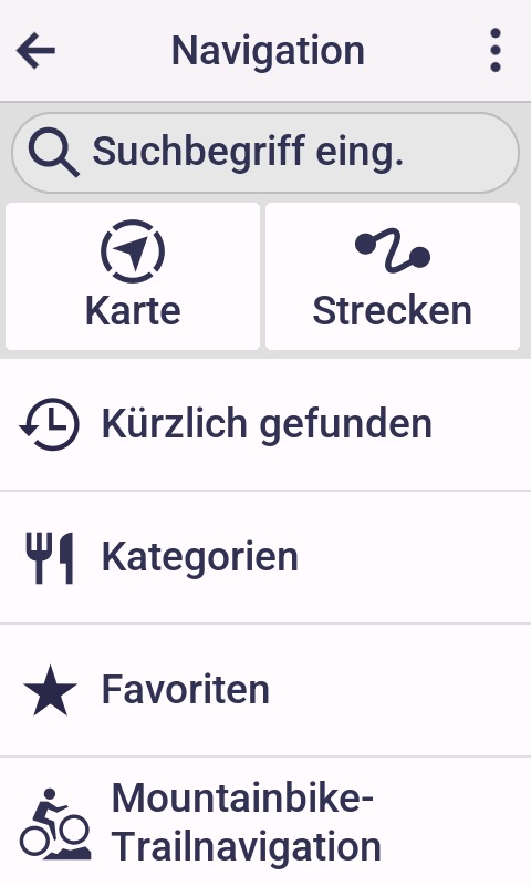 Menü für Navigationsziele
