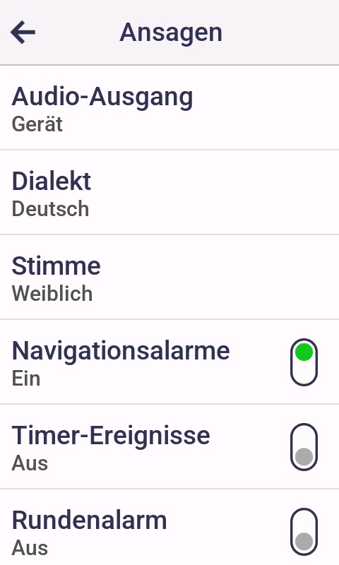 Sprachansagen einstellen