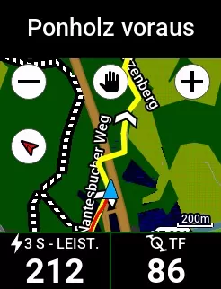 Garmin Edge 840 - Nachtansicht mit gelber Strecke