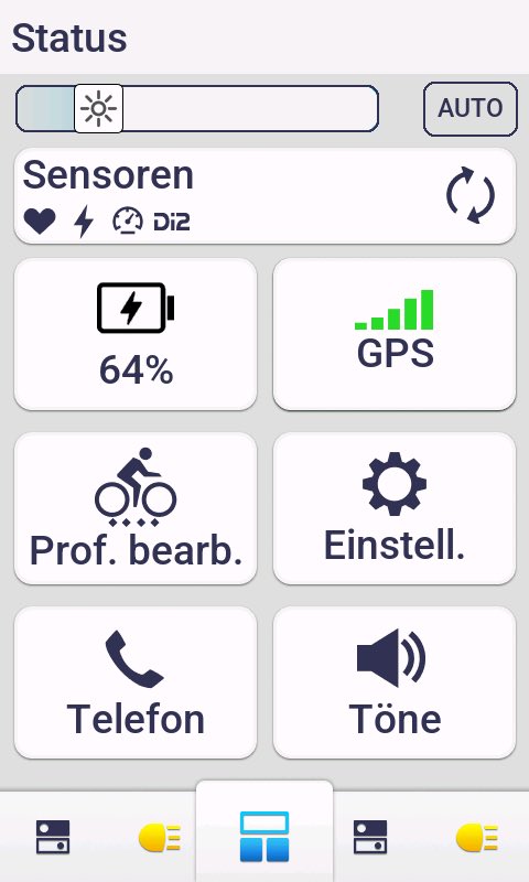 Widget-Menü (von oben nach unten übers Display streichen)