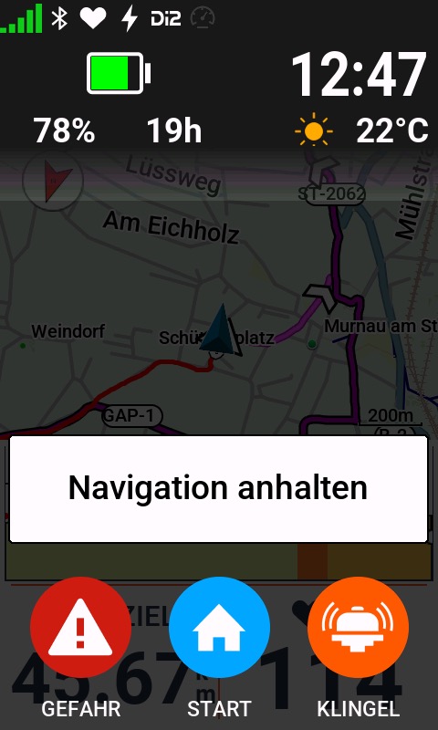 Overlay (Aktivieren durch Antippen des Displays)
