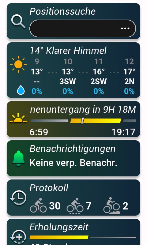 Übersichten auf der Startseite (Auswahl)