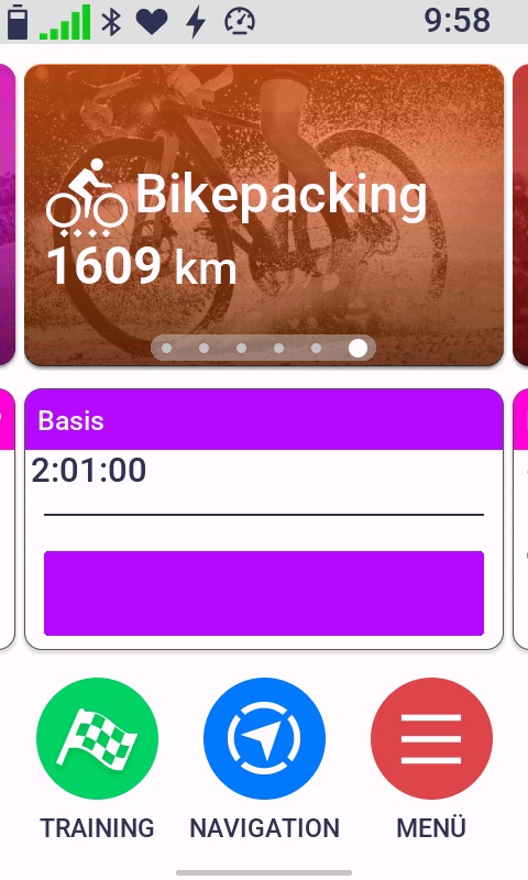 Gewähltes Aktivitätsprofil auf der Startseite