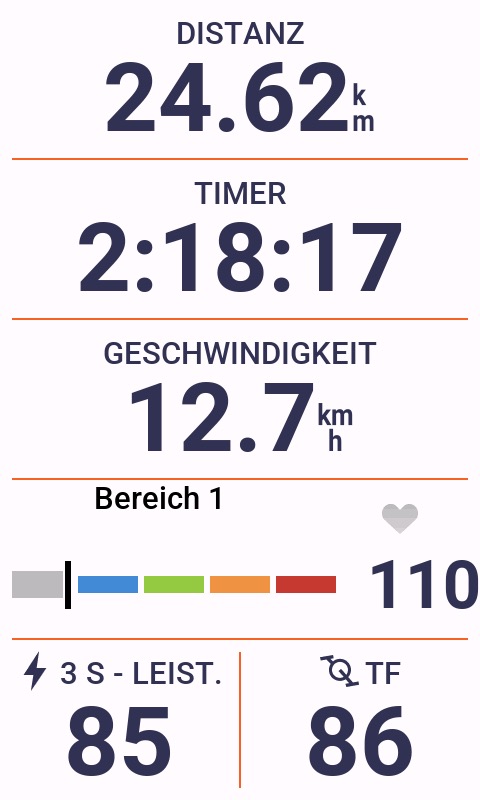 Datenseite mit sechs Feldern