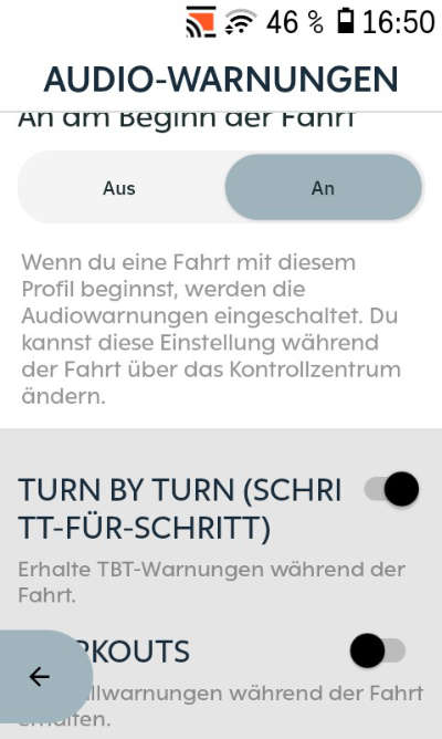 Audio-Warnungen auf dem Karoo 3
