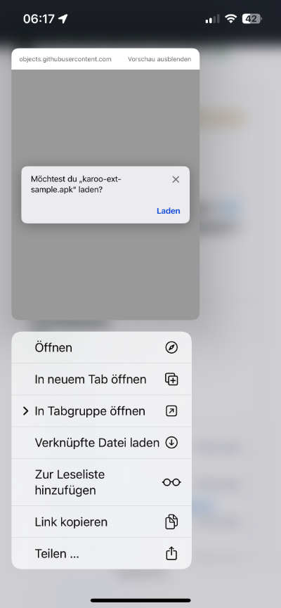"Teilen ..." wählen