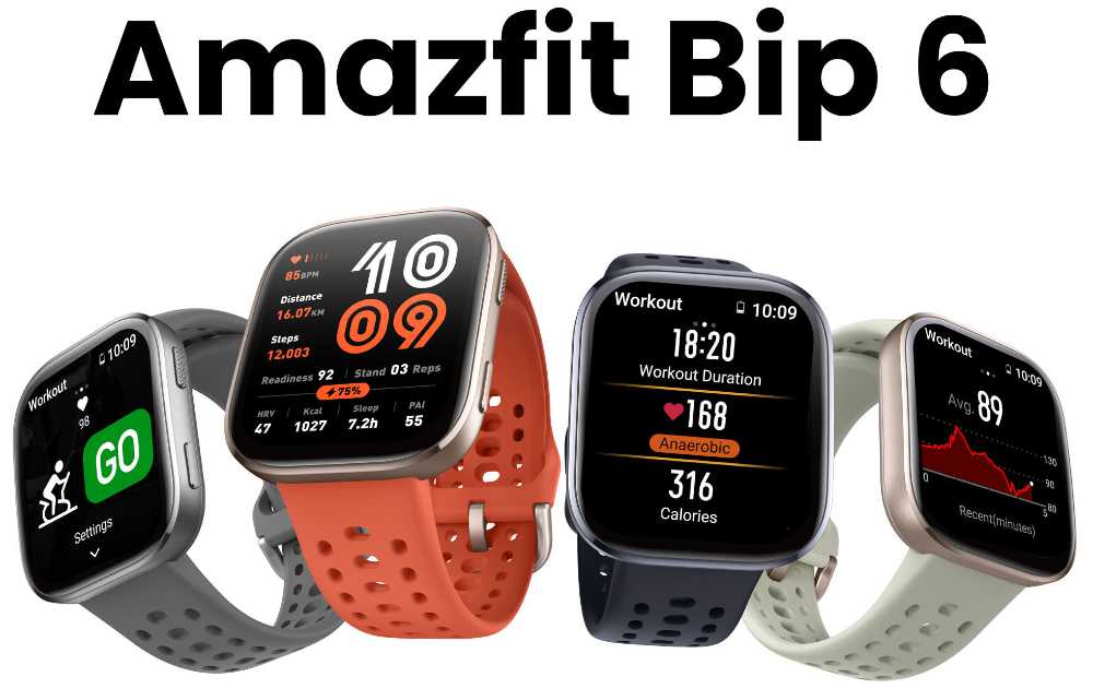 Amazfit BIP 6 - 80 EUR Sportuhr mit Offline-Karten & Routen 1 Amazfit BIP 6 Farbvarianten (©Amazfit)