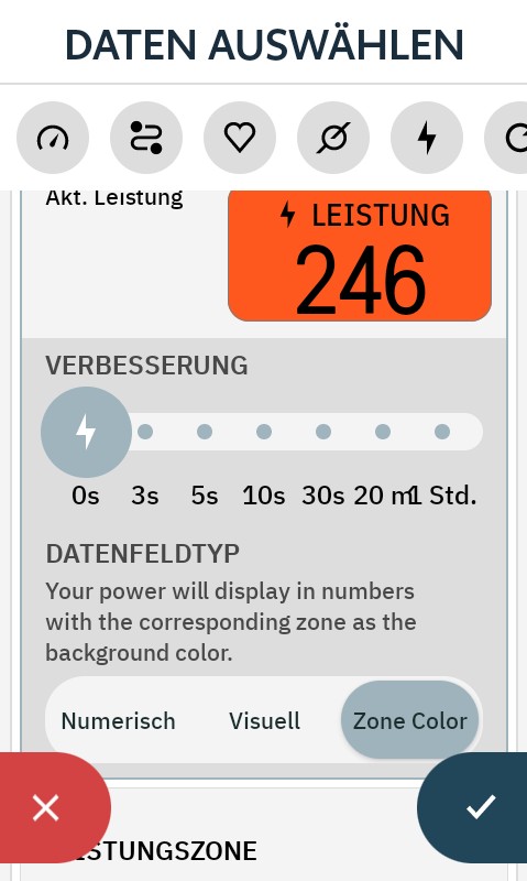 Farbe der Leistungszone hinterlegen