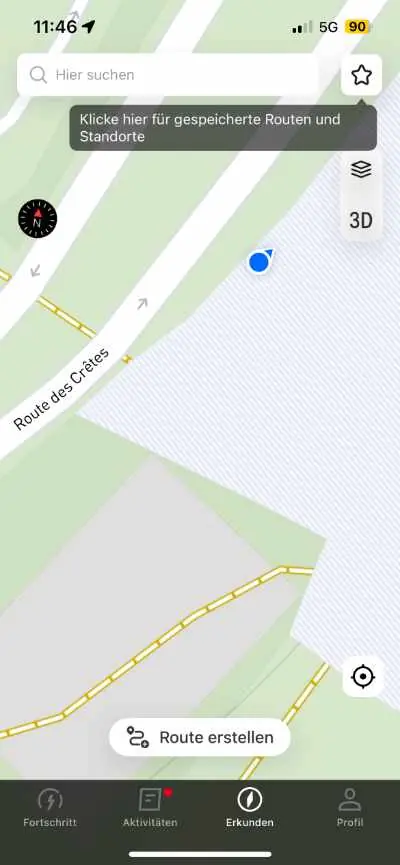 Karte in der Coros App ohne POI