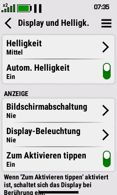 Einstellungen für Anzeige