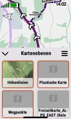 Garmin eTrex Touch - Test der 2025er Neuauflage! 9 De-/Aktivieren von Kartenebenen