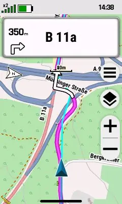 Navigation entlang Route