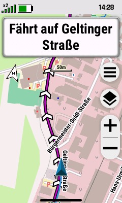 Navigation entlang Strecke