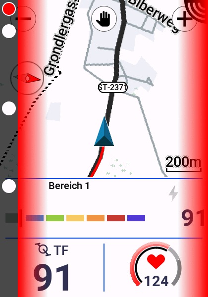 Edge 850 - Kartenseite, grafisches Datenfeld & Radarwarnung