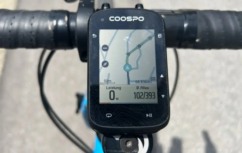 Coospo CS600 - Kartenseite (Straßennamen ausgeblendet)