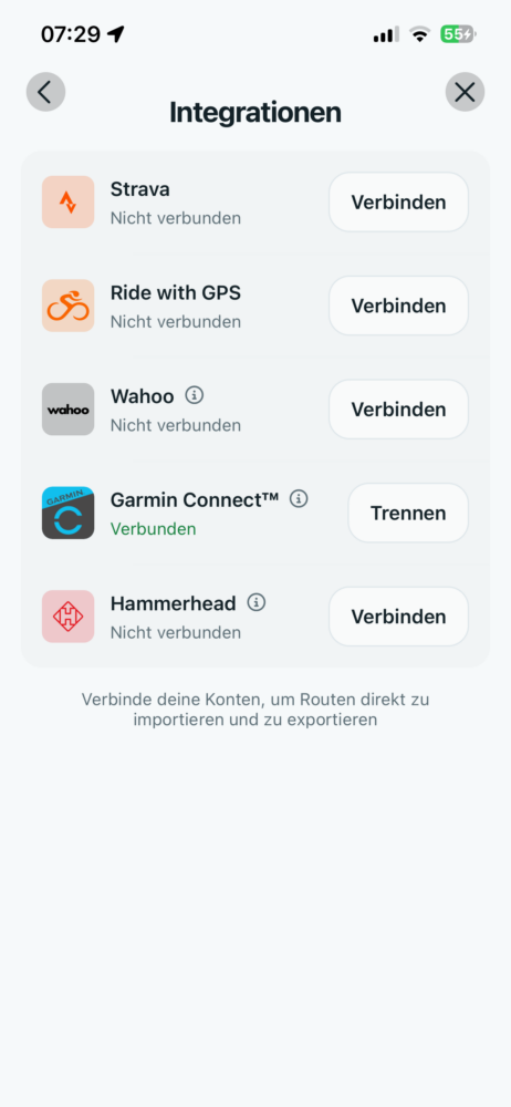Route Companion App - Schnittstellen