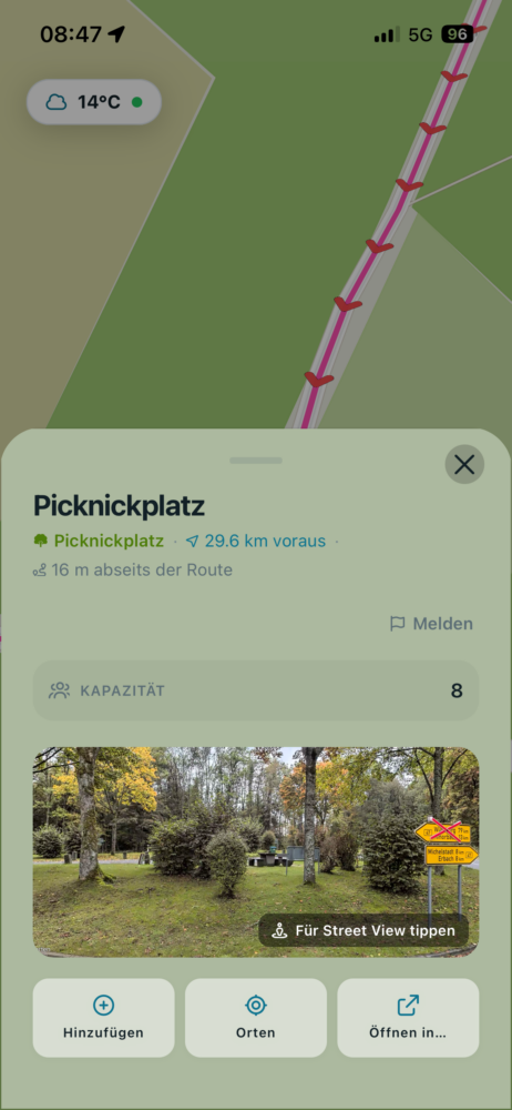 Route Companion App - Infos zu einem Stopp